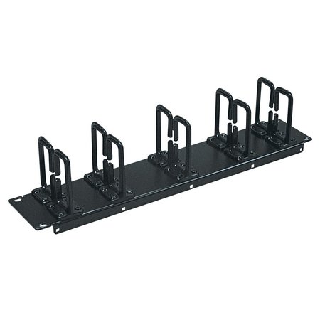 QUEST MFG Horizontal Cable Manager, Single Rings, 2U, 100 Cables, 19", Black HC19-02-100